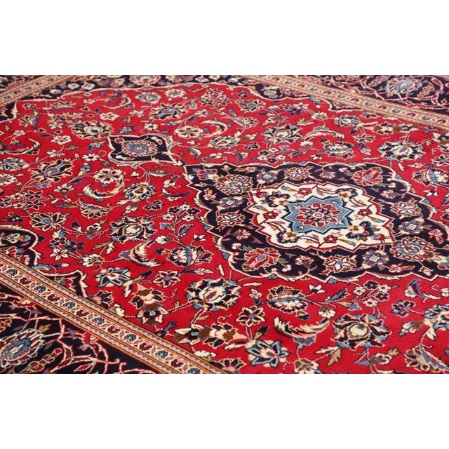 Textile Middle Eastern Hand-Knotted Kashan Rug For Sale - Image 7 of 11