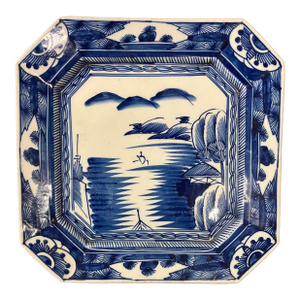 Arita Amari Blue on White Charger Japanese 20th Century