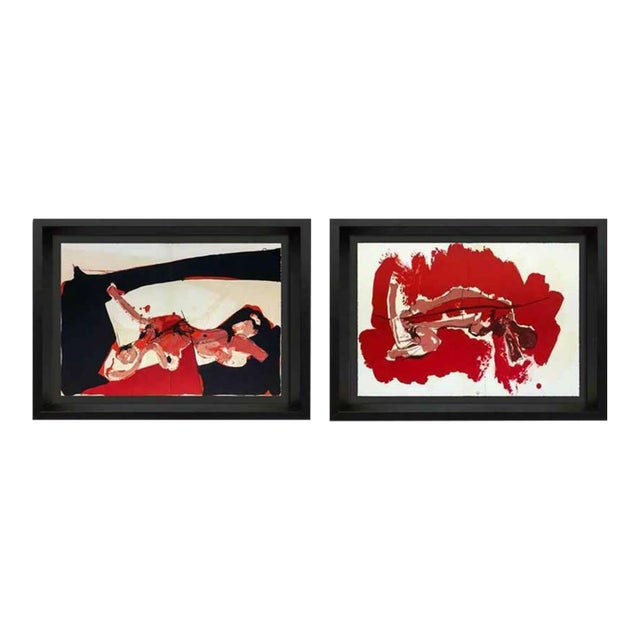 2 Paul Rebeyrolle Original Double Lithographs Ltd Ed. (2pc Set) W/Frame Included For Sale