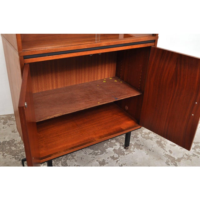 Black Vintage Modular Mahogany Cabinet with Display Case, 1960s For Sale - Image 8 of 10