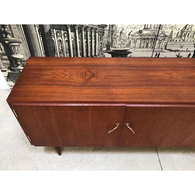 Wood German Teak Sideboard with Brass Handles, 1950s For Sale - Image 7 of 18