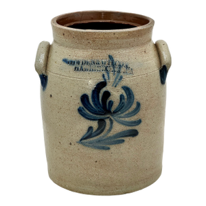 Small 1 Gallon Size Blue Decorated Antique American Stoneware Butter Churn Crock by Cowden & Wilcox Harrisburg Pennsylvania