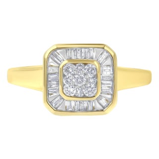 10K Yellow Gold Diamond Cocktail Ring (1/2 Cttw, I-J Color, SI2-I1 Clarity) - Size 8 For Sale