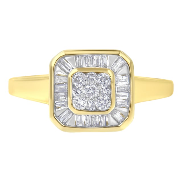 10K Yellow Gold Diamond Cocktail Ring (1/2 Cttw, I-J Color, SI2-I1 Clarity) - Size 8 For Sale