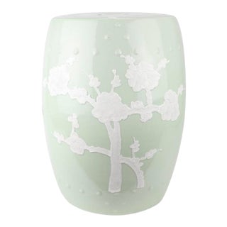 Chinoiserie Garden Seat in Pale Green For Sale