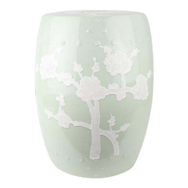 Chinoiserie Garden Seat in Pale Green For Sale
