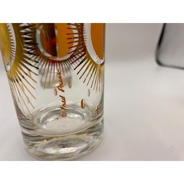 Glass 1960s Fred Press Atomic Starburst Glasses- Set of 7 For Sale - Image 7 of 7