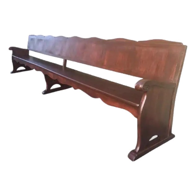11.5´ 20th Century Monumental Church Walnut Bench Settee For Sale