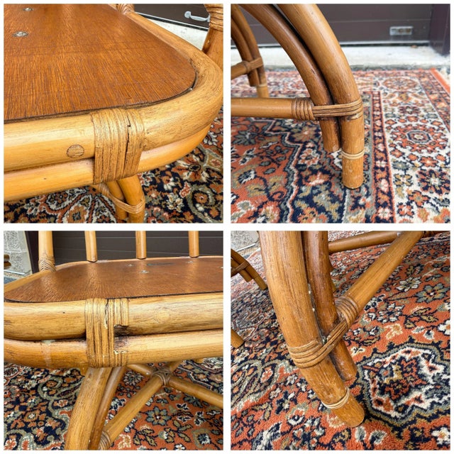 1970s Ficks Reed Mid Century Modern Bamboo / Rattan Swivel Dinette Chairs - A Pair For Sale - Image 18 of 18