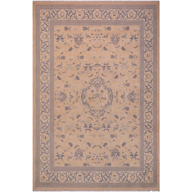 Shabby Chic Tan/Beige Wool Rug - 8'3'' X 9'11'' For Sale - Image 10 of 10