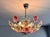 Vintage Italian Murano Style Botanical Flower Ceiling Light, Vintage Handblown Pink Green Glass Bouquet Chandelier, 5-Light Flush Mount For Sale - Image 9 of 17