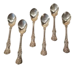 Six Tiffany English King Ice Cream Spoons