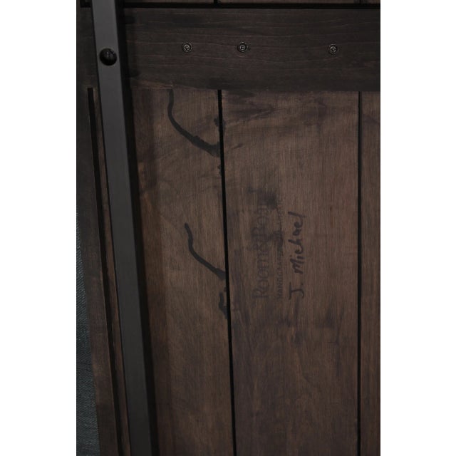 Charcoal Metal and Wood Bench From Room & Board For Sale - Image 8 of 9