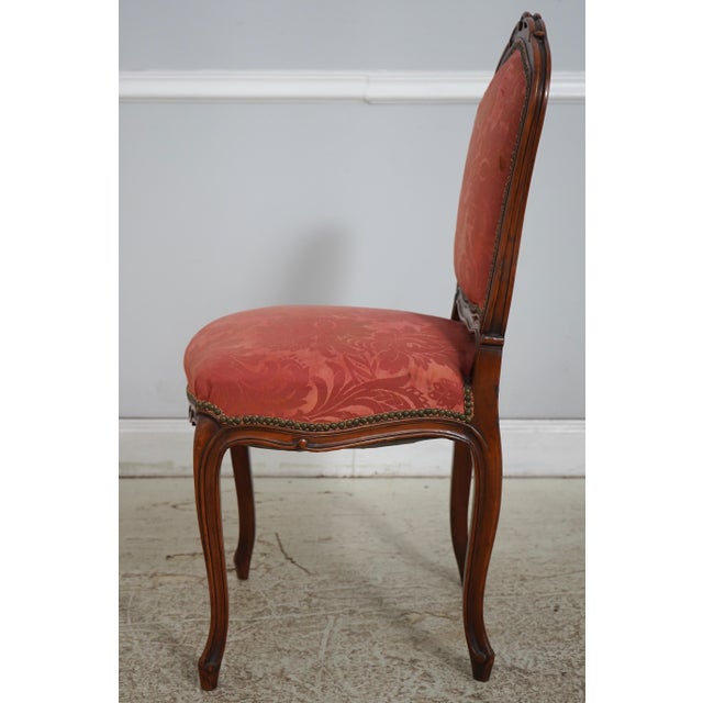 Vintage Leather Top Louis XV Style Carved Table W. 4 Chairs For Sale - Image 11 of 18