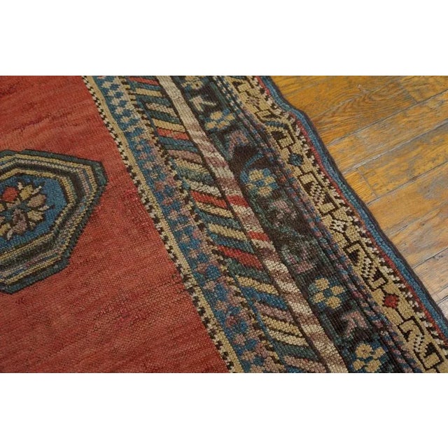 1930s Burnt Orange Geometric Antique Caucasian Rug 3' 0'' X 4' 4'' Knotted Wool Carpet For Sale - Image 4 of 9