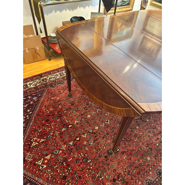 Traditional Baker Furniture Sheraton Extendable Drop Leaf Dining Table For Sale - Image 3 of 13