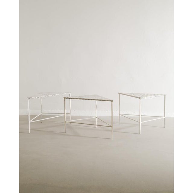 Vintage French White Side Tables by Mathieu Matègot, 1950s, Set of 3 For Sale - Image 6 of 6