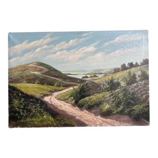 Early 20th Century Landscape Oil Painting by Danish Artist H Thomsen For Sale