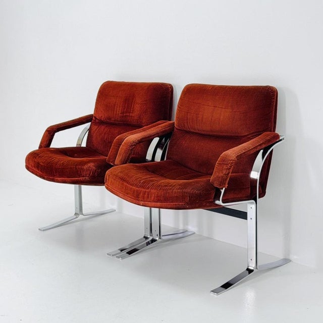 Mid-Century Modern Italian Lounge Chair in Brown Velvet and Cast Chrome, 1980s For Sale - Image 6 of 11