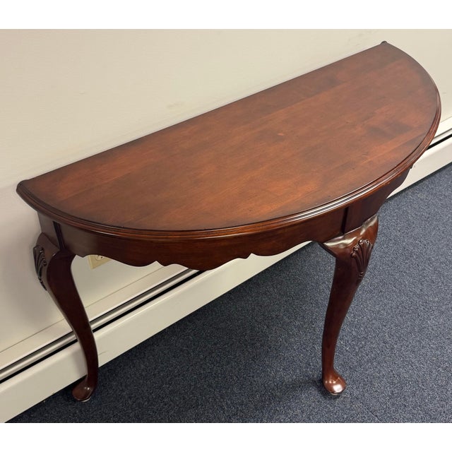 Kincaid Solid Cherry Georgian Demi Lune Console Table For Sale - Image 4 of 12