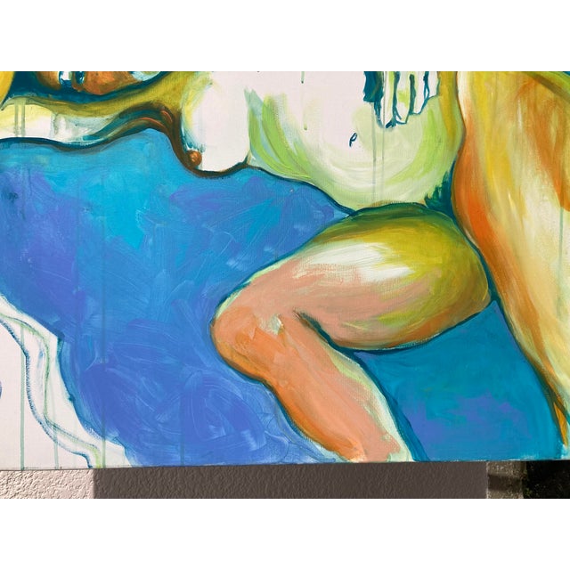 Textile Celia Guibbert, Nude Blue Is the Warmest Color, 2000s, Painting on Canvas For Sale - Image 7 of 14