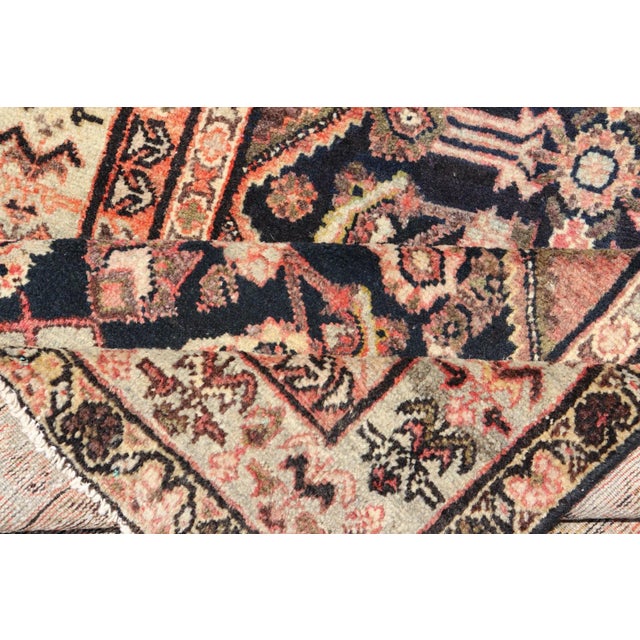 Antique Hand Knotted Persian Mahal Runner in Dark Background and Light Border For Sale - Image 11 of 12