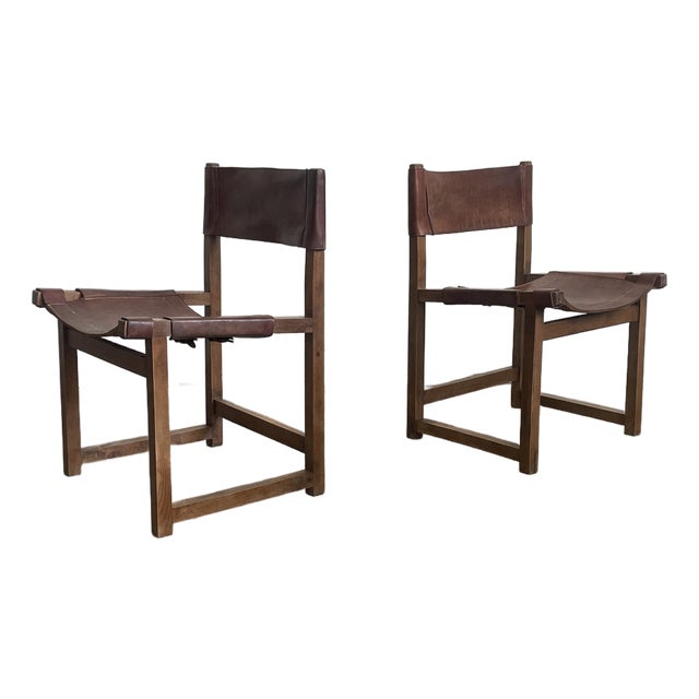 Spanish Leather Chairs 1960s For Sale