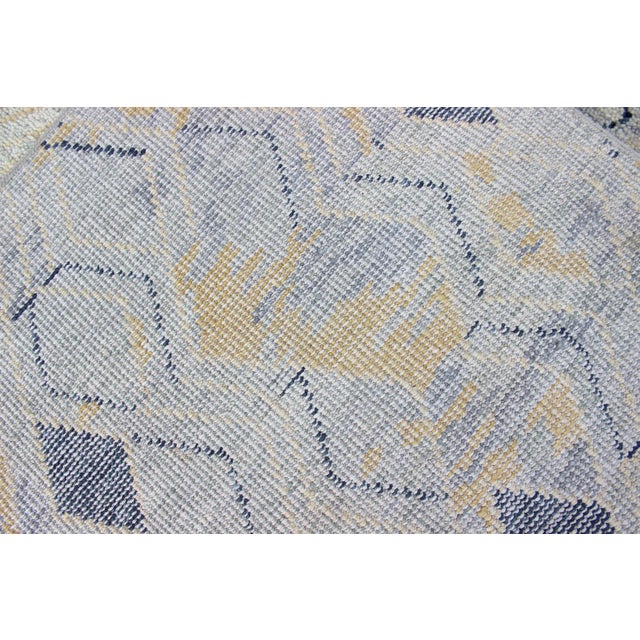 Large Modern Geometric Rug in Blue, Gray and Warm Gold Tones 9'3" X 12'3" For Sale - Image 12 of 12