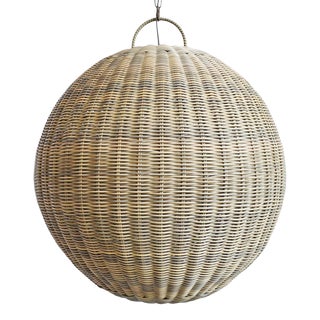 Outdoor Faux Rattan Globe Pendant, Large For Sale