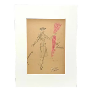 Early 1940s Fashion Study of a Woman Wearing a Carolyn Modes Suit at Mandel Brothers
