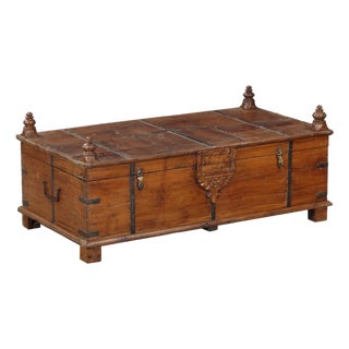 Antique Indian Teakwood Blanket Chest/Coffee Table For Sale
