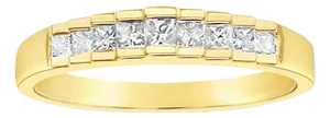 One Third Carat Step Up Style Princess Cut Wedding Band, Size 3