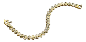 Sky Gold-Tone Rhinestone Heart Tennis Bracelet