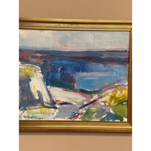 Arthur Y. Nilsson, Coastal Landscape, 1950s, Oil on Canvas, Framed For Sale - Image 10 of 18