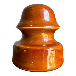 Vintage 1930 Lapp Caramel Brown Glazed Porcelain Insulator For Sale