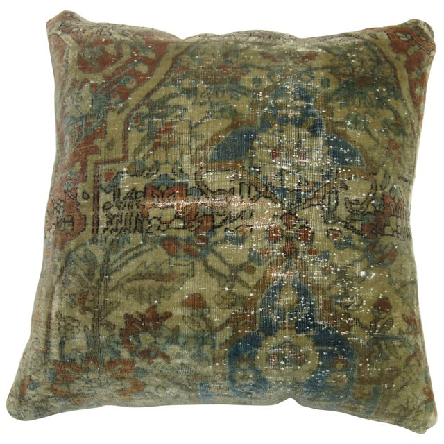 Pillow made from a 19th century Mohtasham Kashan rug. 19'' x 20''