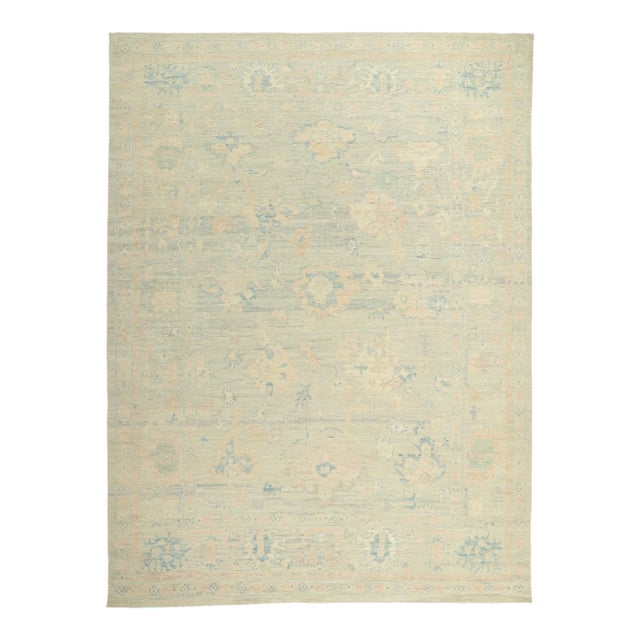 Vintage Pastel Oushak Rug, 08'10 X 11'11 For Sale