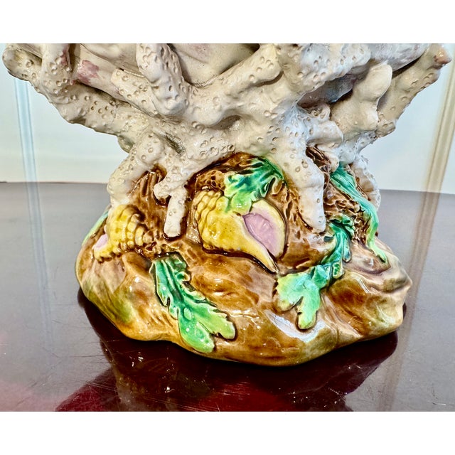 English Majolica Shell Centerpiece Jardinière, George Jones, 19th Century For Sale - Image 11 of 16