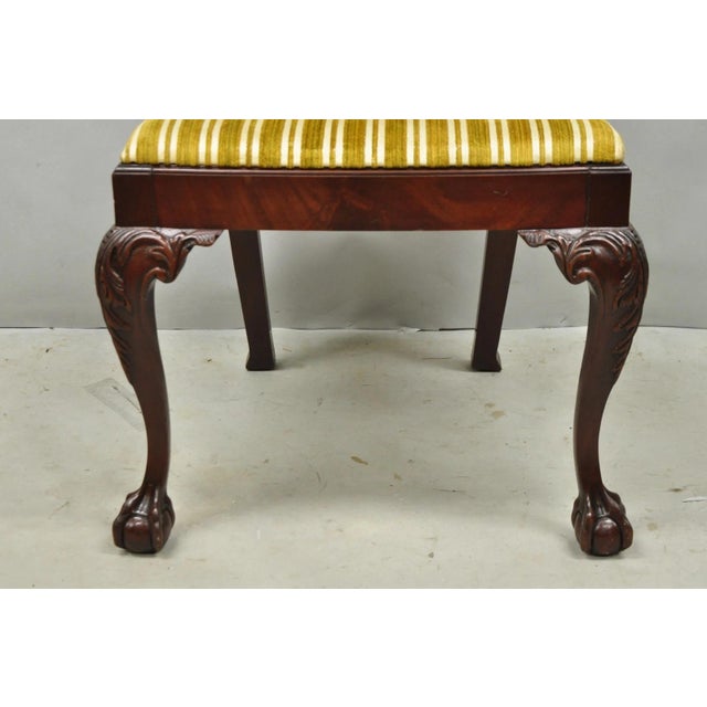 Wood Early 20th Century John Stuart Chippendale Carved Mahogany Ball and Claw Dining Chairs - Set of 4 For Sale - Image 7 of 16