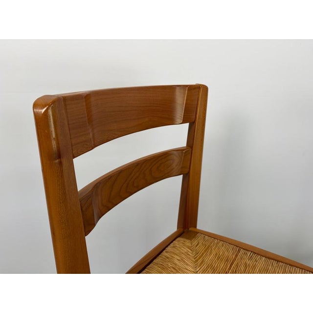 Rustic Vintage Oak and Wicker Dining Chairs, 1960s, Set of 5 For Sale - Image 3 of 10