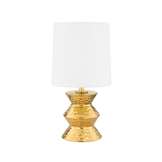 Traditional Mitzi Zoe 1-Light Small Table Lamp, Aged Brass Ceramic Gold For Sale - Image 3 of 3