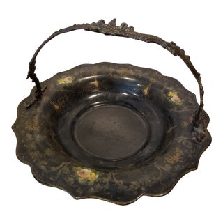Late 19th Century Painted Tole and Bronze Basket For Sale