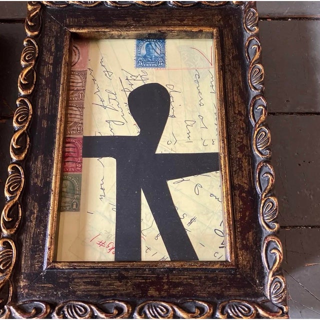 Abstract 1980s Collage in a Tabletop or Hanging Frame - Set of 2 For Sale - Image 3 of 4