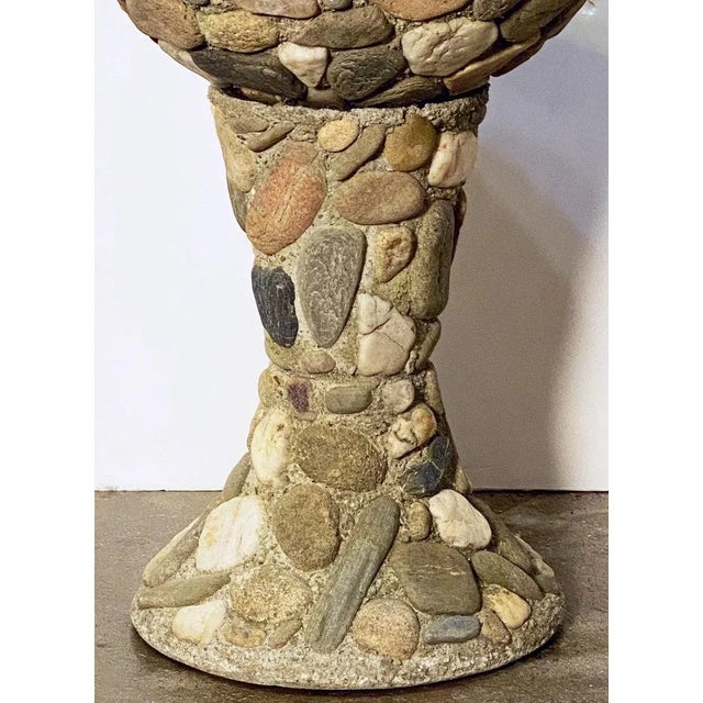 Stone Gray Raised Pebble-Pot Garden Planter or Urn With Embedded Stones From France For Sale - Image 8 of 13