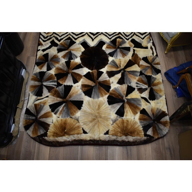 Art Deco Late 20th Century Handmade Mink Queen Size Quilt With Velvet Underside For Sale - Image 3 of 11