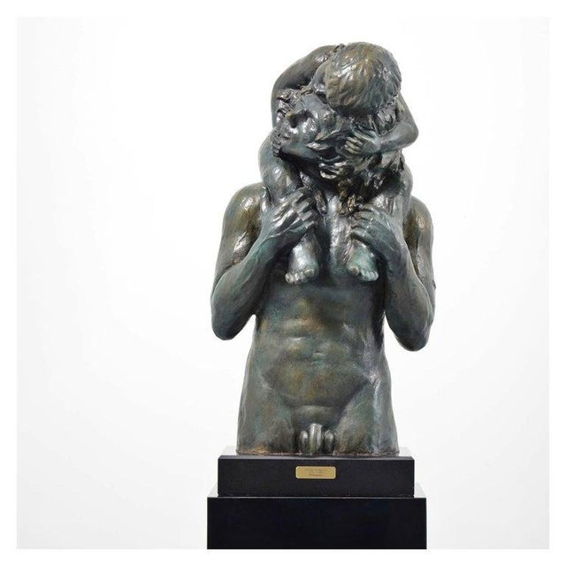 A monumental and emotionally resonant bronze sculpture by renowned Mexican artist Victor Salmones (1935–1989), titled “El...