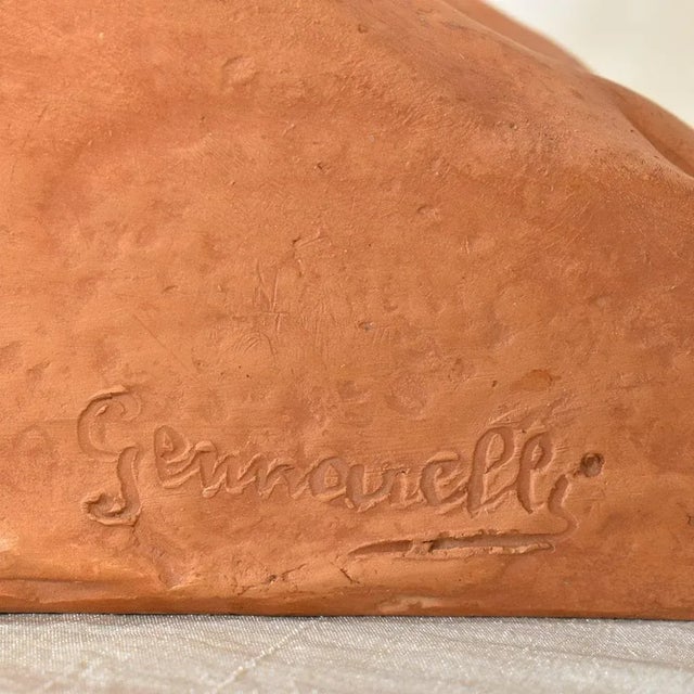 Red Art Deco Maternity Sculpture in Terracotta by Gennarelli, 20th Century For Sale - Image 8 of 11