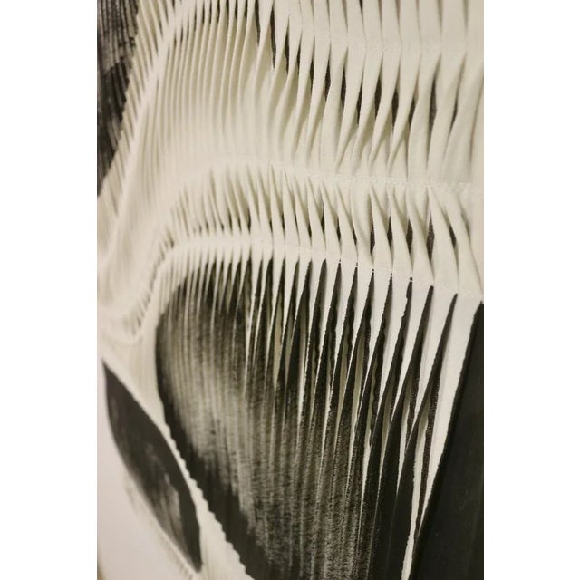 Charcoal and White Textured Board with Pleated Wave Effect For Sale - Image 4 of 13