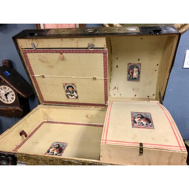 1900s Antique Camelback Trunk With Gold Leaf Chairish