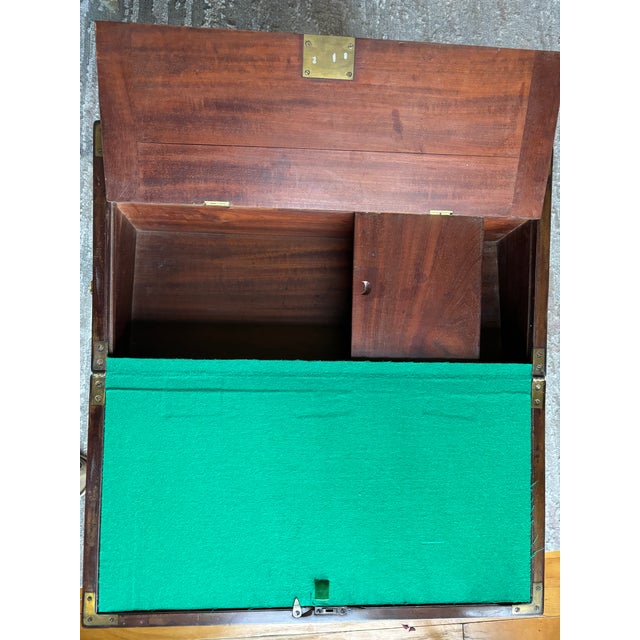 English Mahogany Brass Bound Lap Desk on Stand For Sale - Image 11 of 12